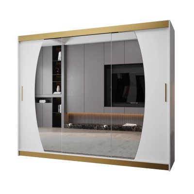 Šatní skříň NATALIE PREMIUM - 250 cm, bílá / zlatá