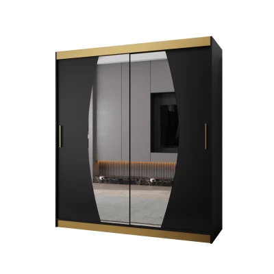 Šatní skříň DITA PREMIUM - 180 cm, černá / zlatá