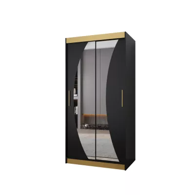 Šatní skříň BETA PREMIUM - 100 cm, černá / zlatá