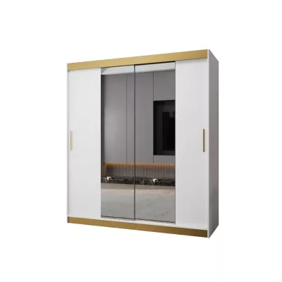 Šatní skříň TIMEA 1 PREMIUM - 180 cm, bílá / zlatá