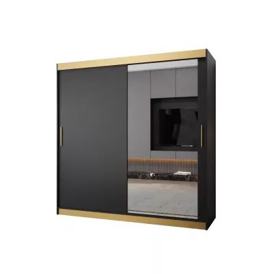 Šatní skříň TIMEA 2 PREMIUM - 200 cm, černá / zlatá