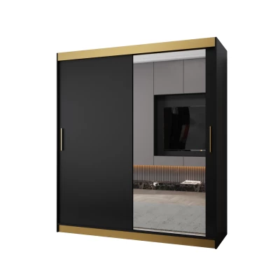Šatní skříň TIMEA 2 PREMIUM - 180 cm, černá / zlatá