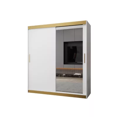 Šatní skříň TIMEA 2 PREMIUM - 180 cm, bílá / zlatá