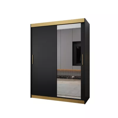 Šatní skříň TIMEA 2 PREMIUM - 150 cm, černá / zlatá