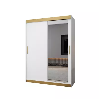 Šatní skříň TIMEA 2 PREMIUM - 150 cm, bílá / zlatá