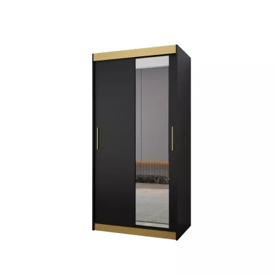 Šatní skříň TIMEA 2 PREMIUM - 100 cm, černá / zlatá