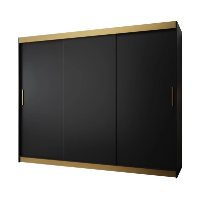 Šatní skříň TIMEA PREMIUM - 250 cm, černá / zlatá