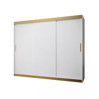 Šatní skříň TIMEA PREMIUM - 250 cm, bílá / zlatá