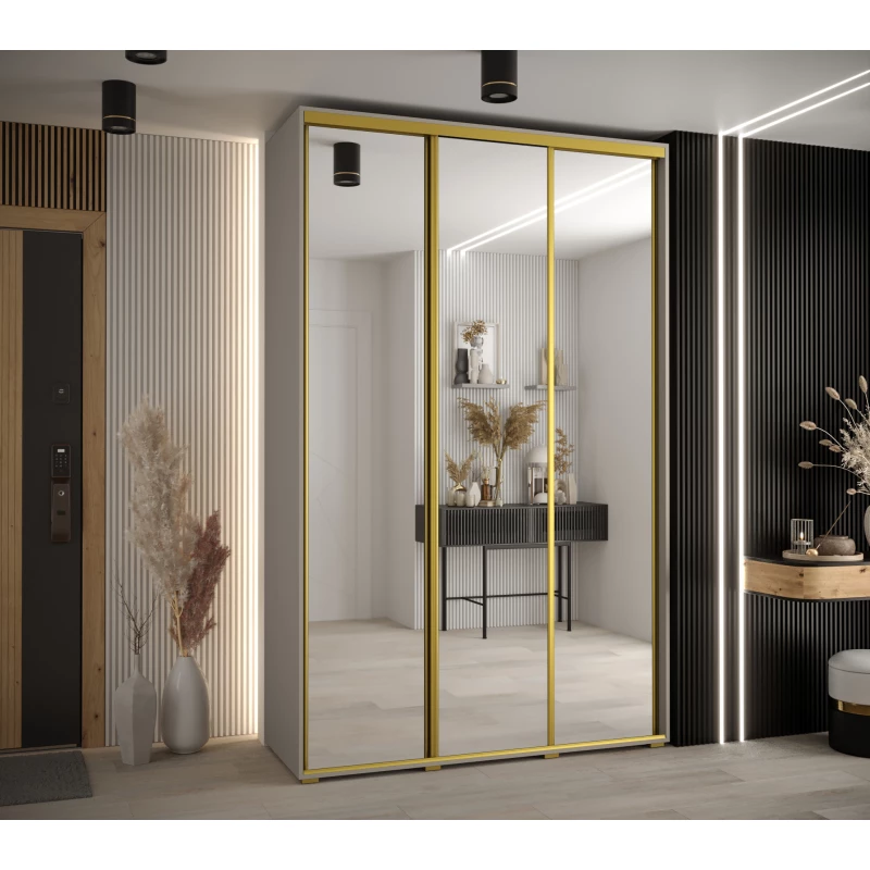 Šatní skříň INDIRA 2 - 150/45 cm, kašmír / zlatá