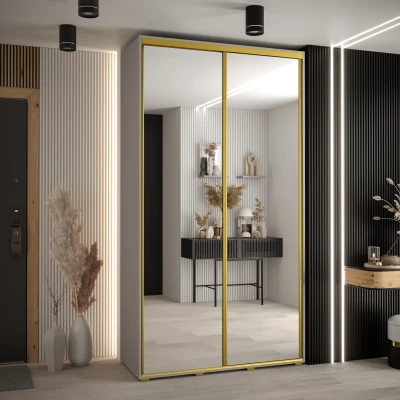 Šatní skříň INDIRA 2 - 140/45 cm, kašmír / zlatá