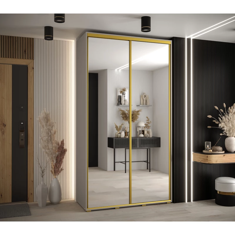 Šatní skříň INDIRA 2 - 140/45 cm, kašmír / zlatá