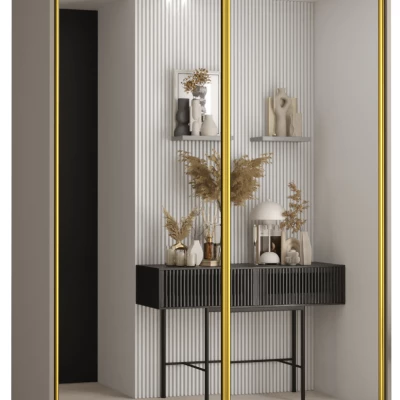 Šatní skříň INDIRA 2 - 140/45 cm, kašmír / zlatá