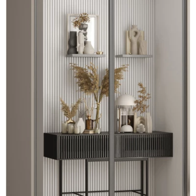 Šatní skříň INDIRA 2 - 100/45 cm, kašmír / stříbrná