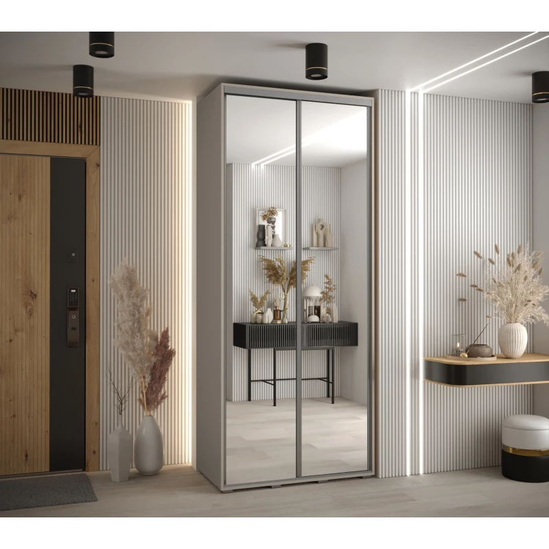 Šatní skříň INDIRA 2 - 100/45 cm, kašmír / stříbrná