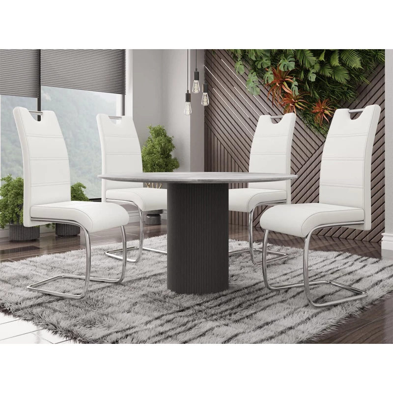 Set 4x čalouněná jídelní židle KANTURK - bílá ekokůže