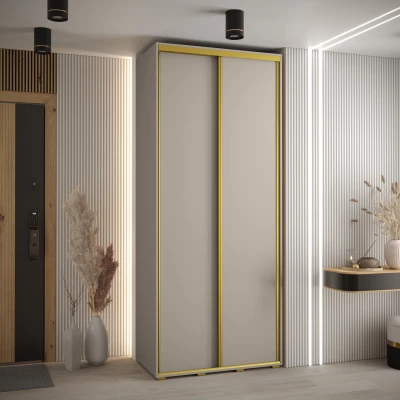 Šatní skříň INDIRA 1 - 100/45 cm, kašmír / zlatá