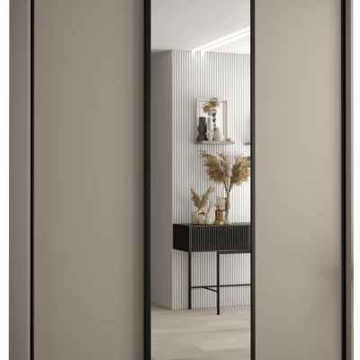 Šatní skříň INDIRA 3 - 200/45 cm, kašmír / černá