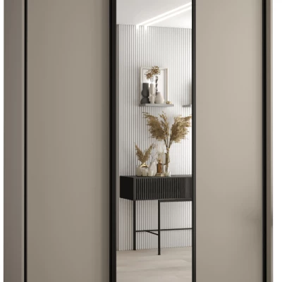 Šatní skříň INDIRA 3 - 180/45 cm, kašmír / černá