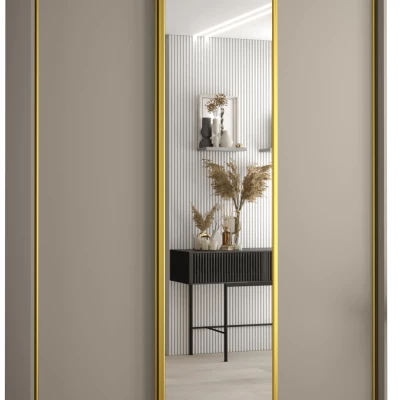 Šatní skříň INDIRA 3 - 170/45 cm, kašmír / zlatá