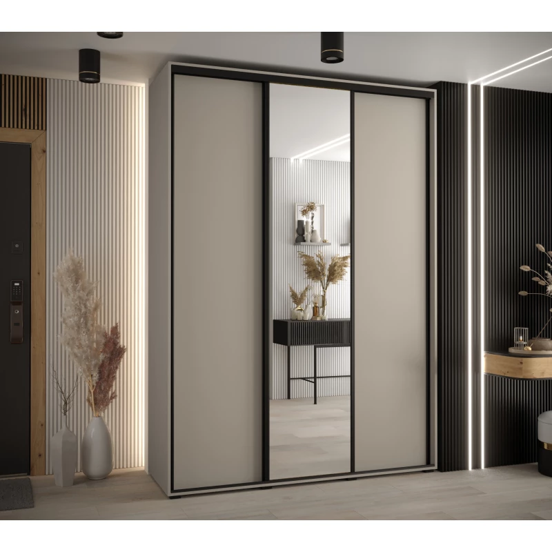 Šatní skříň INDIRA 3 - 170/45 cm, kašmír / černá