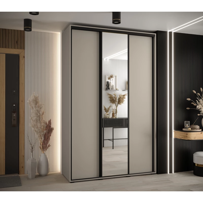 Šatní skříň INDIRA 3 - 150/45 cm, kašmír / černá