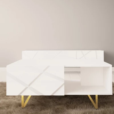 Konferenční stolek ROANA - bílý / lesklý bílý