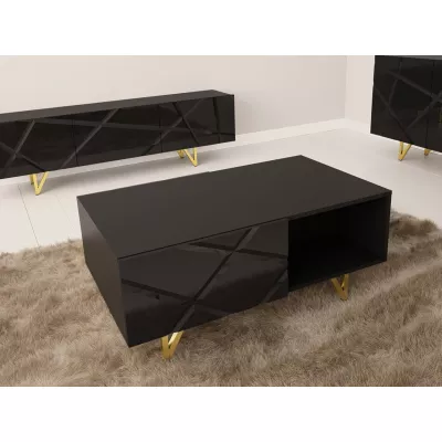 Konferenční stolek ROANA - černý / lesklý černý