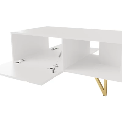 Konferenční stolek ROANA - bílý / lesklý bílý