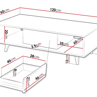 Konferenční stolek na nožkách PRESIDIO - dub artisan