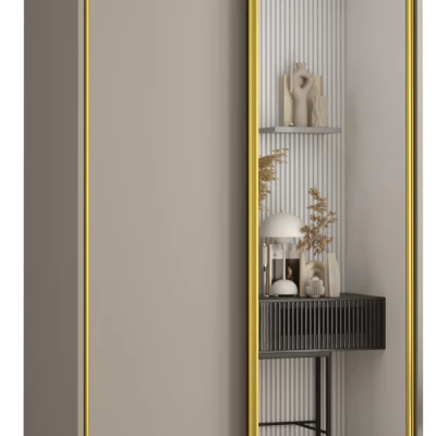 Šatní skříň INDIRA 3 - 100/45 cm, kašmír / zlatá