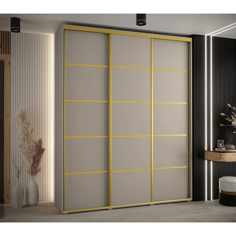 Šatní skříň INDIRA 4 - 200/45 cm, kašmír / zlatá
