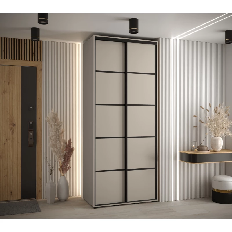 Šatní skříň INDIRA 4 - 120/45 cm, kašmír / černá