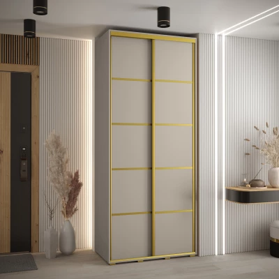 Šatní skříň INDIRA 4 - 110/45 cm, kašmír / zlatá