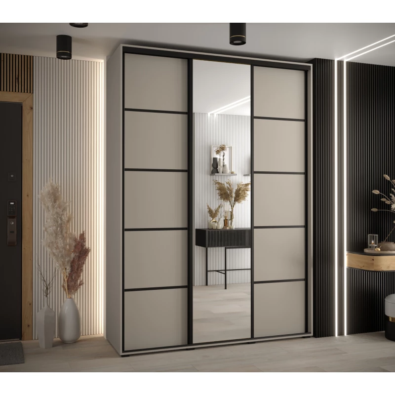 Šatní skříň INDIRA 5 - 180/45 cm, kašmír / černá