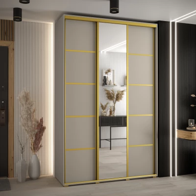 Šatní skříň INDIRA 5 - 150/45 cm, kašmír / zlatá