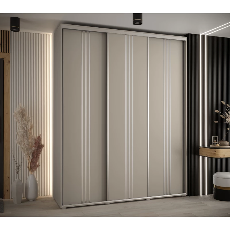 Šatní skříň INDIRA 6 - 200/45 cm, kašmír / stříbrná