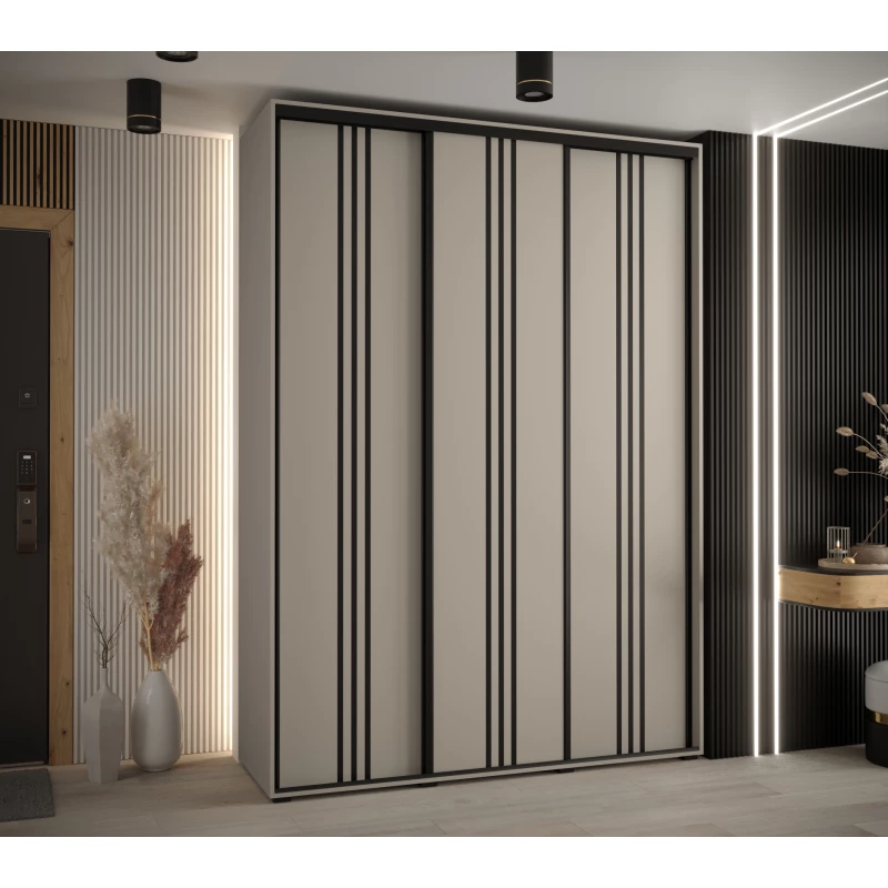 Šatní skříň INDIRA 6 - 170/45 cm, kašmír / černá