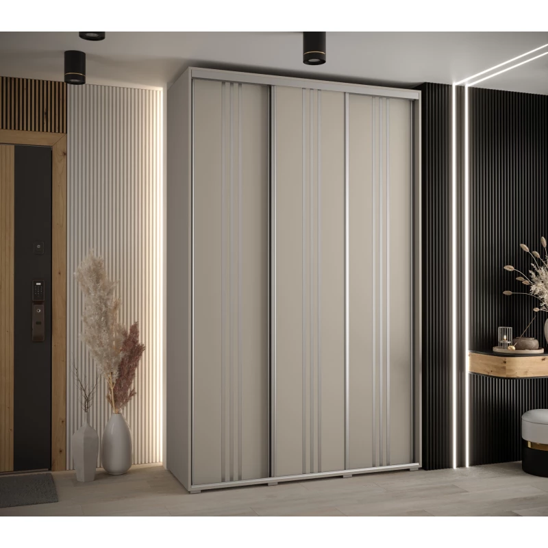 Šatní skříň INDIRA 6 - 160/45 cm, kašmír / stříbrná