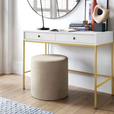 Přístěnný stolek PANRUP - bílý / zlatý