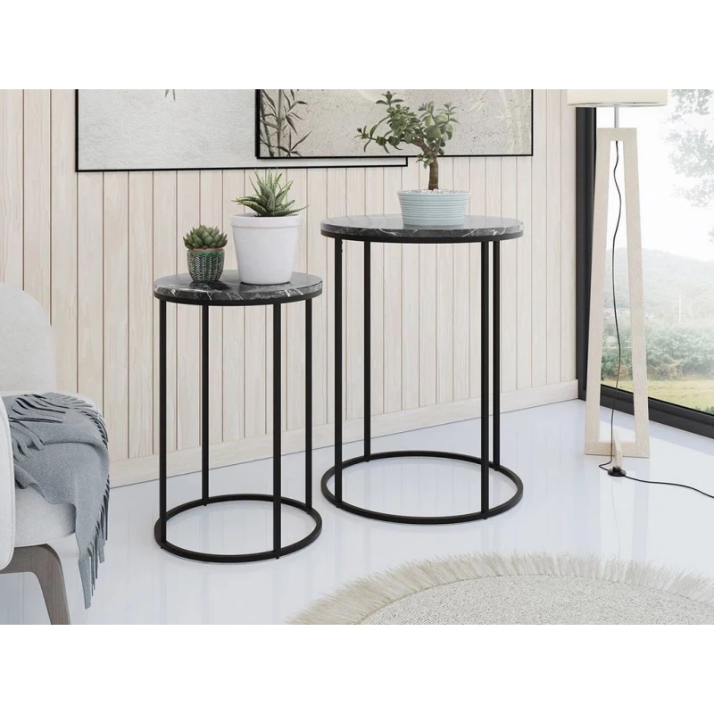 Set 2x příruční stolek MADRUNA - černý