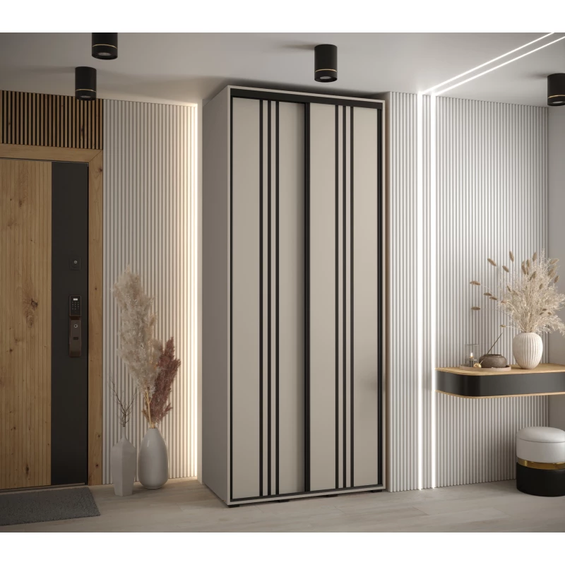 Šatní skříň INDIRA 6 - 120/45 cm, kašmír / černá