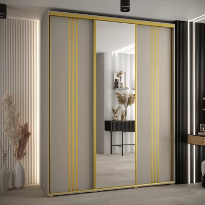 Šatní skříň INDIRA 7 - 190/45 cm, kašmír / zlatá