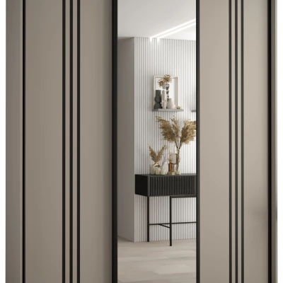 Šatní skříň INDIRA 7 - 190/45 cm, kašmír / černá