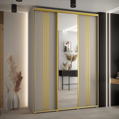 Šatní skříň INDIRA 7 - 180/45 cm, kašmír / zlatá