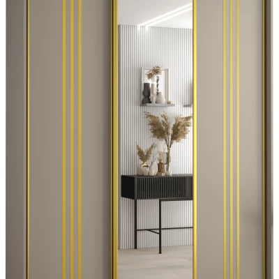 Šatní skříň INDIRA 7 - 180/45 cm, kašmír / zlatá