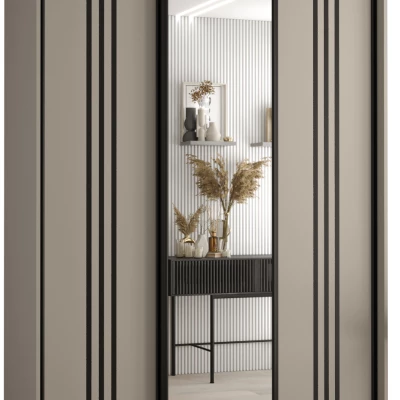 Šatní skříň INDIRA 7 - 160/45 cm, kašmír / černá