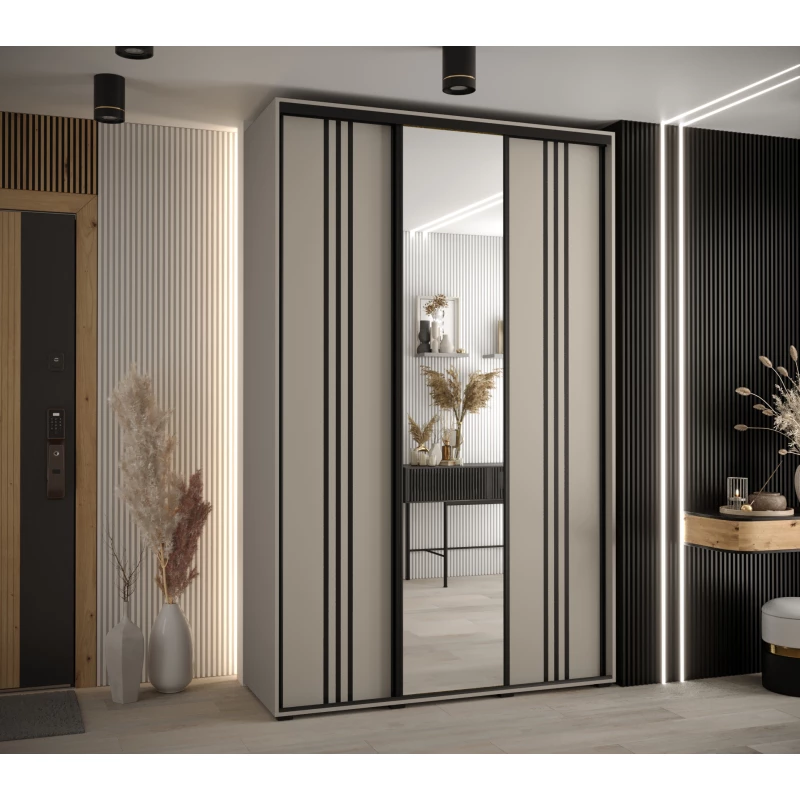 Šatní skříň INDIRA 7 - 160/45 cm, kašmír / černá