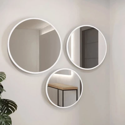 Kulaté nástěnné zrcadlo BERAK 50 - bílé