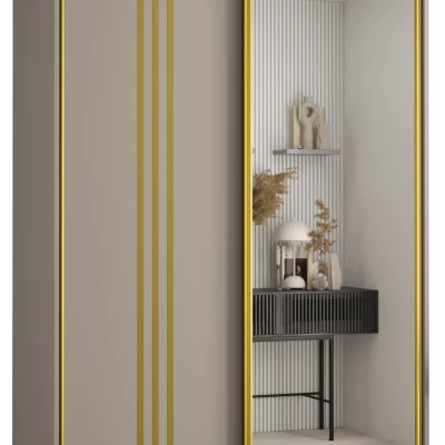 Šatní skříň INDIRA 7 - 130/45 cm, kašmír / zlatá