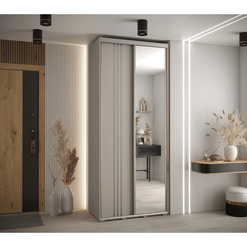 Šatní skříň INDIRA 7 - 100/45 cm, kašmír / stříbrná